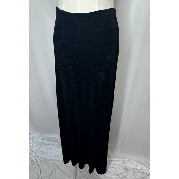 Softwear By Mark Singer Black Maxi Skirt Large Stretch Pull On Maxi Travel Goth - Picture 2 of 5